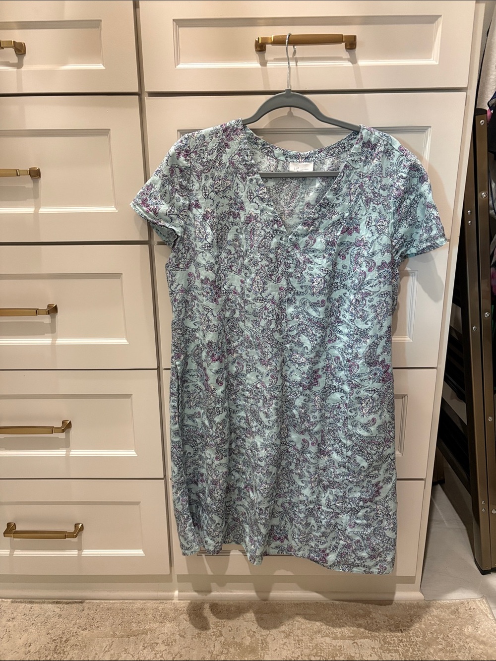 J. Jill blue Paisley Midi Dress with Purple Accents